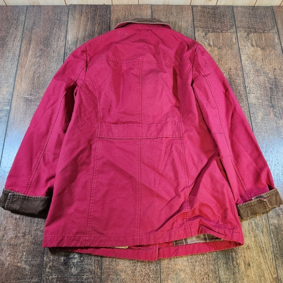 L.L. Bean Chore Jacket Womens Size M Red Barn Coat Corduroy Collar Flannel Lined - Picture 8 of 9